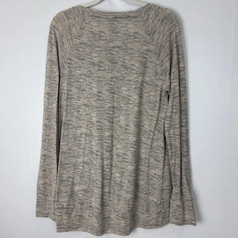 Juicy Couture‎ Top Women Size XL Pink Grey Heather Twist Pullover Long Sleeve